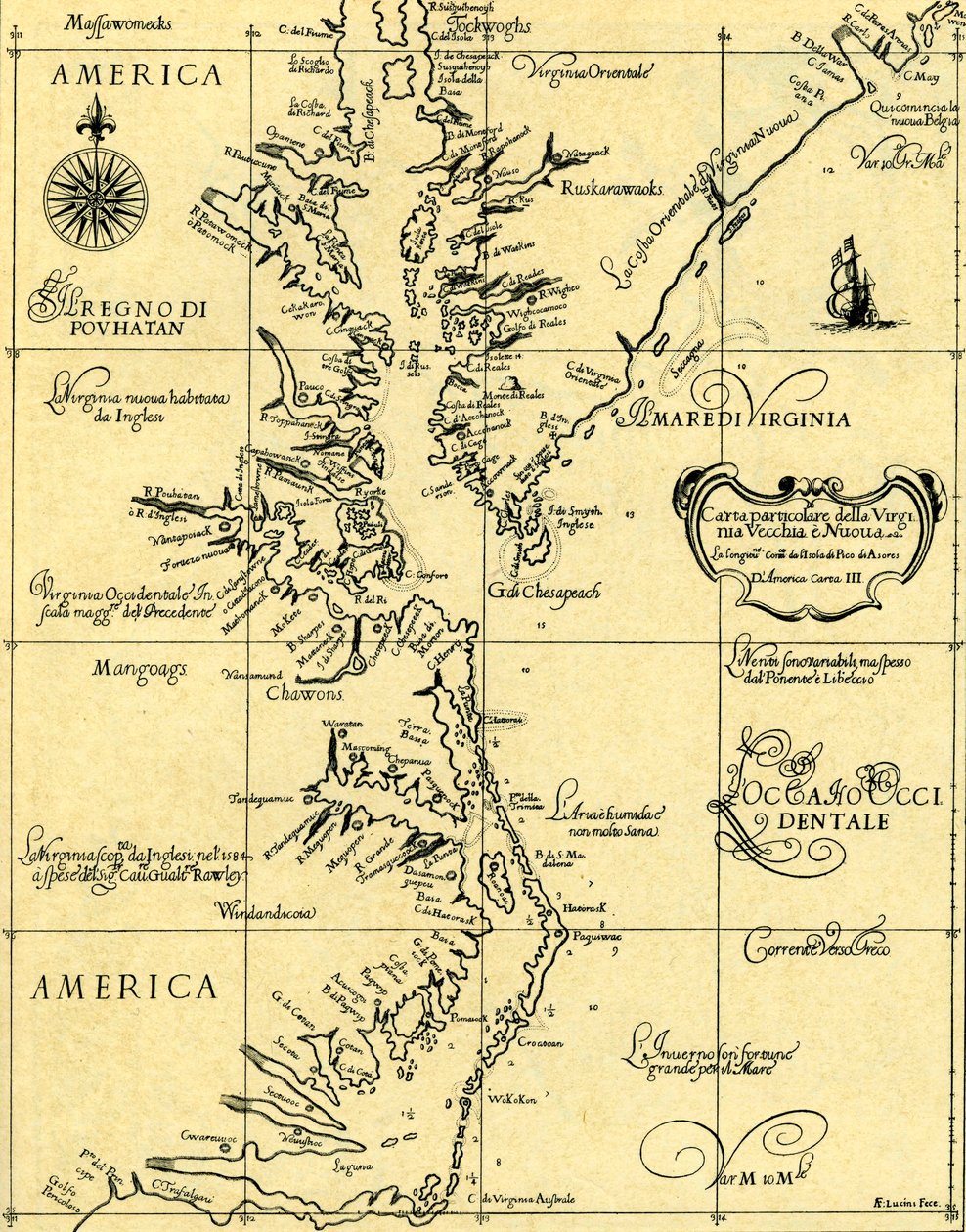 Karte von Alt- und Neu-Virginia, 1646-47 von Unknown