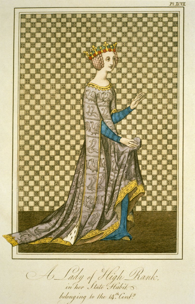 Eine Dame von Rang im 14. Jahrhundert in ihren Staatsroben, aus 