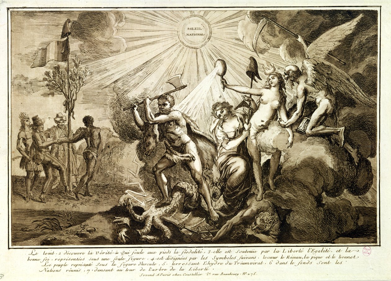 Vater Zeit entdeckt die Wahrheit, die den Feudalismus zertrampelt, ca. 1792-93 von French School