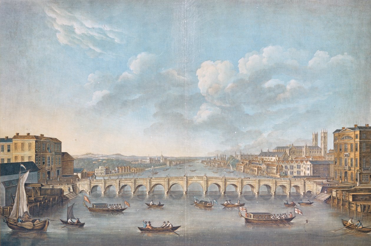 Ansicht der Westminster Bridge, graviert von Pierre Michel Alix, 1799 von French School
