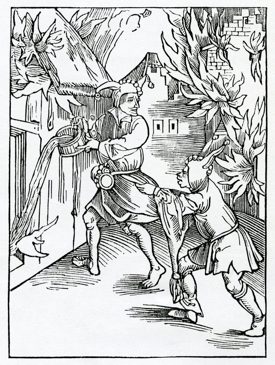 Von Narren, die sich selbst vergessen und die Geschäfte anderer erledigen, während sie ihre eigenen unerledigt lassen, Illustration aus Alexander Barclays englischer Übersetzung von 