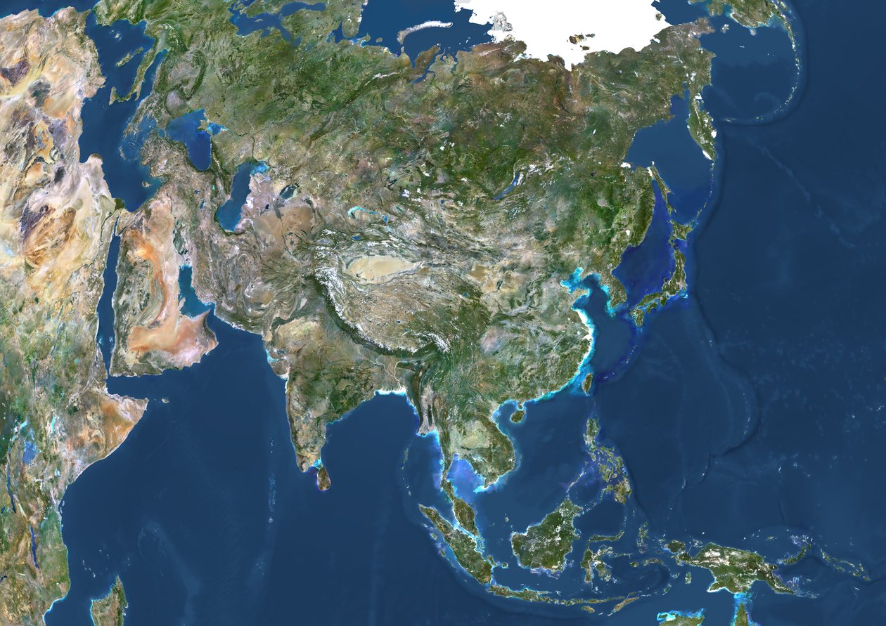 Asien, Echtfarben-Satellitenbild von Unknown