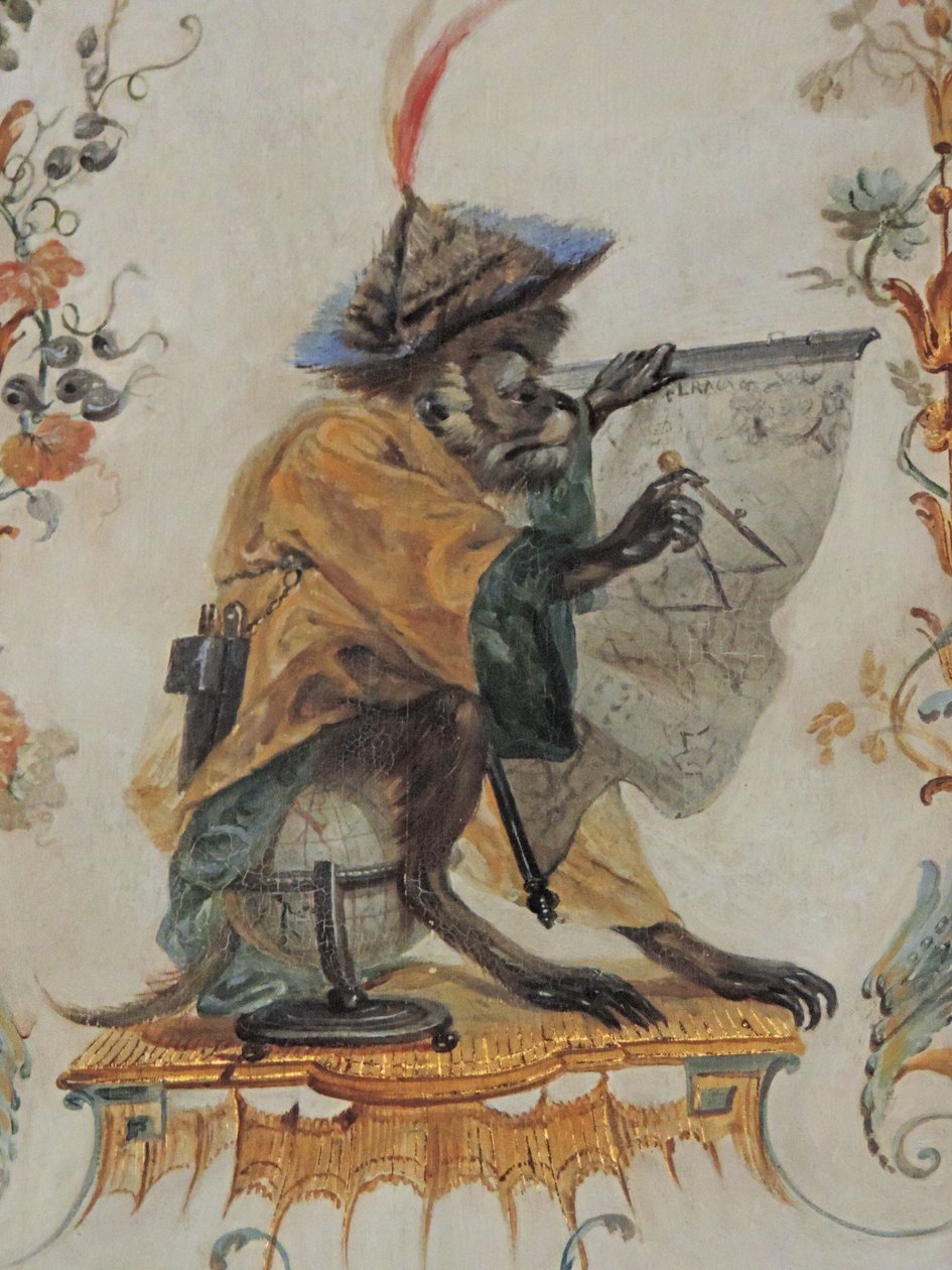 Chantilly, Schloss: Ein Detail der Dekoration in der Grande Singerie, 1737 (Detail) von Unknown