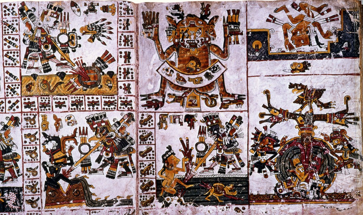 Detail (Codex Borgia) - Angriffe von Tlauizcalpantecuhtli, dem Gott Venus von Unknown