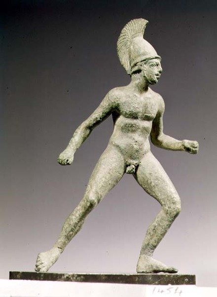 Statue eines bartlosen Kriegers in der Haltung von Ajax, Sohn des Oileus, römisch von Unknown