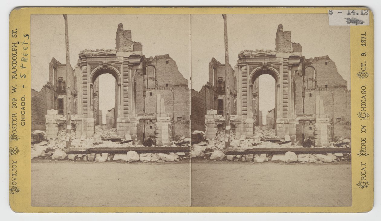 Stereographische Ansicht der Ruinen in der Washington Street nach dem Chicagoer Brand von 1871 von American Photographer