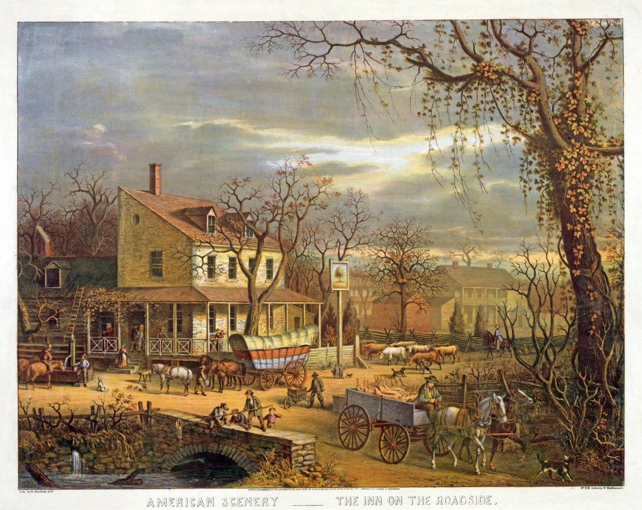 Amerikanische Landschaft - Das Gasthaus am Straßenrand von American School