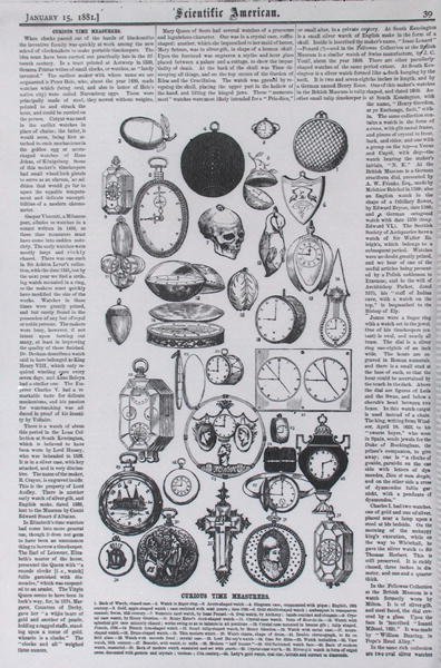 Kuriose Zeitmesser, aus Scientific American, 15. Januar 1881 von American School