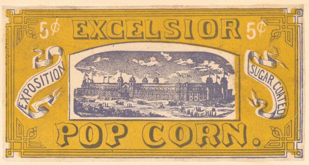 Excelsior Popcorn-Handelskarte, Centennial Exhibition, Philadelphia, 1876 von American School
