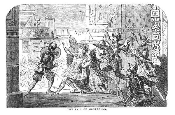 Der Fall von Montezuma, aus Abbotts Geschichte von Cortes, 1884 von American School