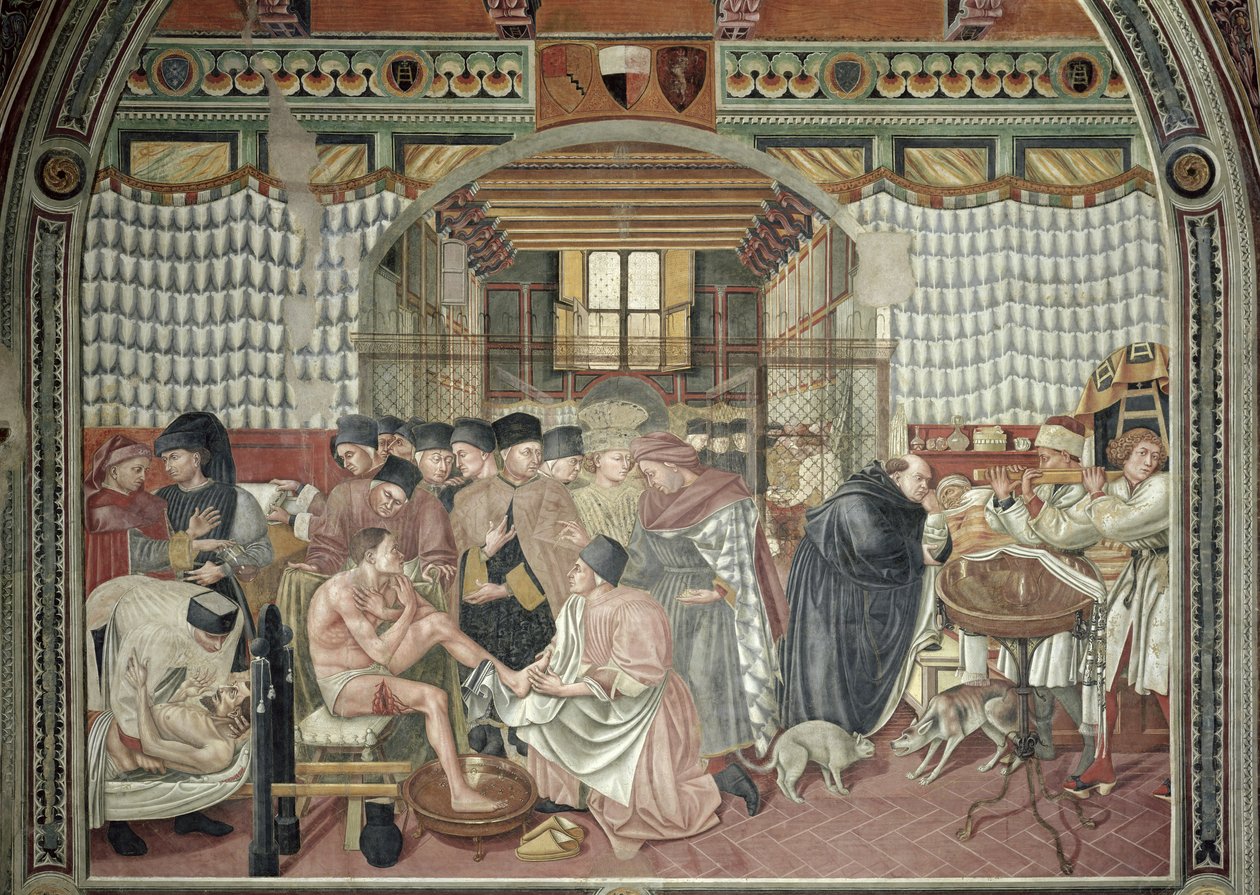 Pflege der Kranken, 1440-41 von Domenico di Bartolo