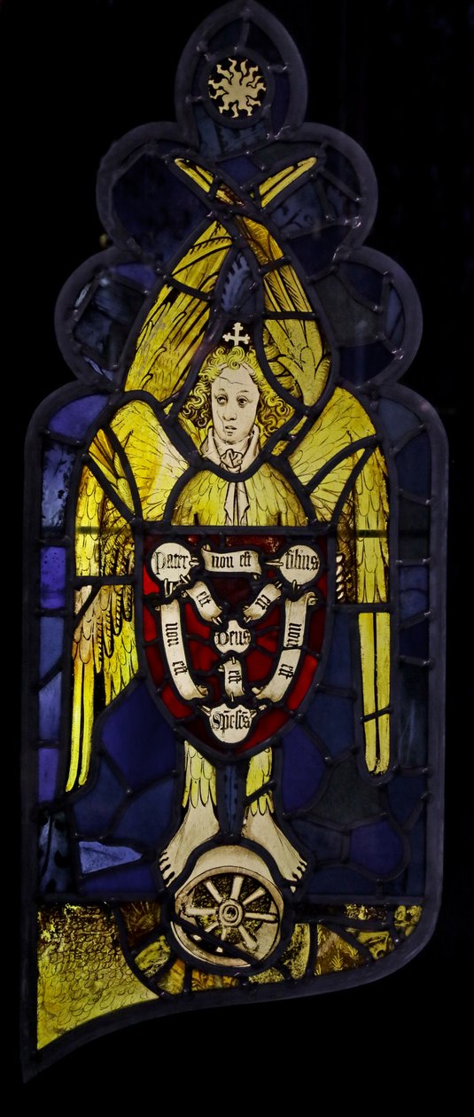 Ein Seraphim mit einem Schild, der das Emblem der Dreifaltigkeit zeigt von English School