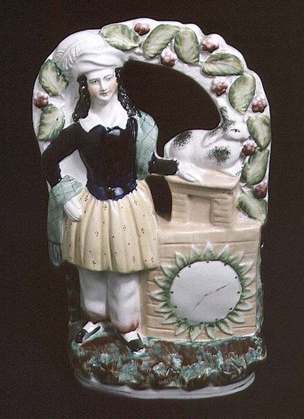 Staffordshire-Figur eines Mannes mit einem Kaninchen, 1840 von English School