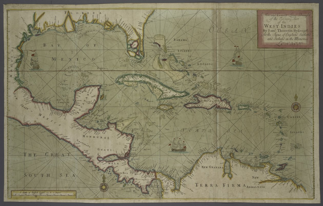Handelskarte der Westindischen Inseln, 1707 von English School