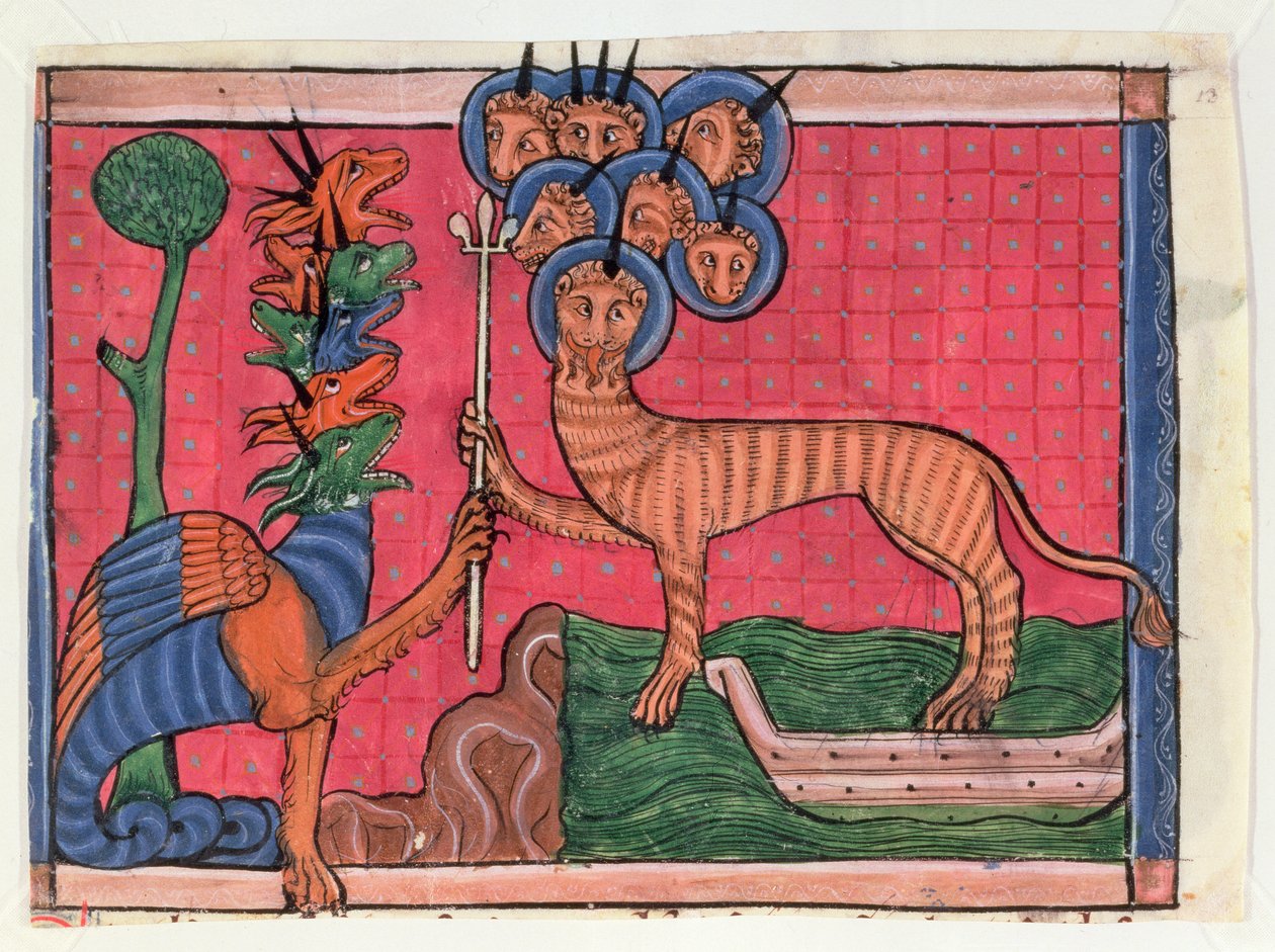 Apokalypse-Miniaturen: Der Drache im Krieg und das Tier aus dem Meer von French School