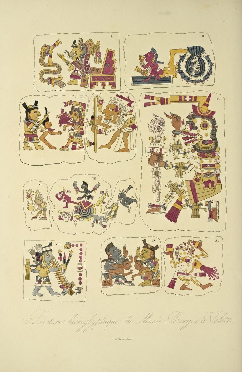 Hieroglyphenmalereien aus dem Borgia-Museum, Veletri, Illustration aus 