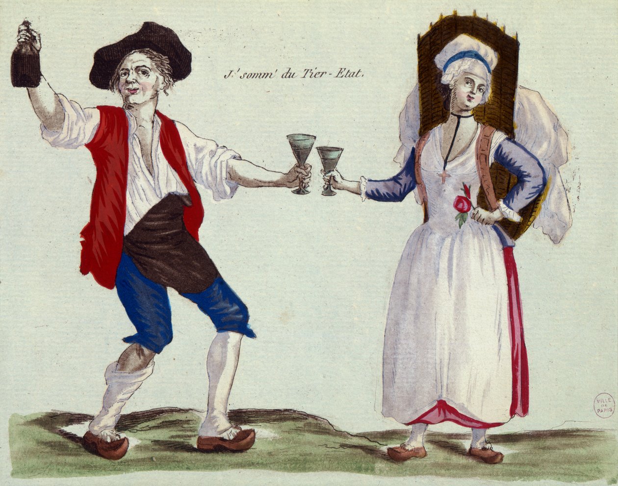 Ich trinke auf den Dritten Stand (farbige Gravur & Aquatinta) von French School