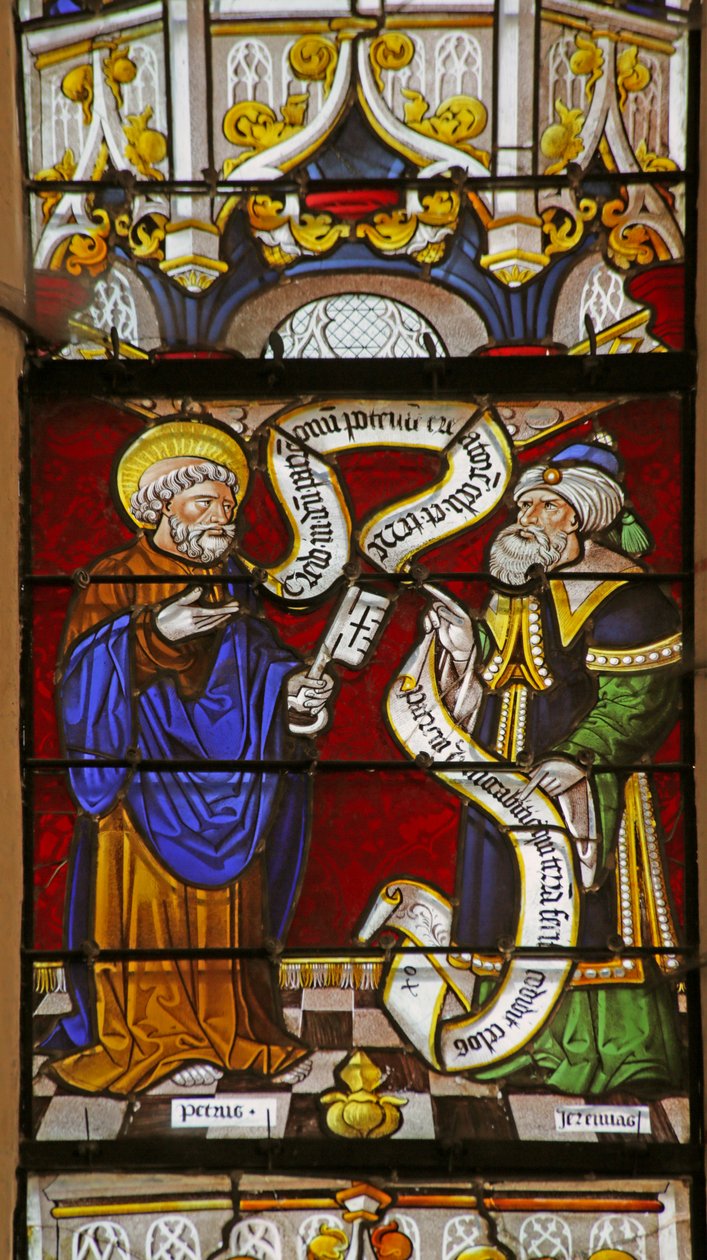 Fenster mit Darstellung von Petrus und dem Propheten Jeremia von French School