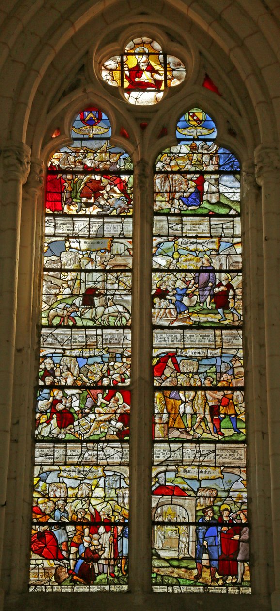 Fenster, das die Seligpreisungen darstellt von French School