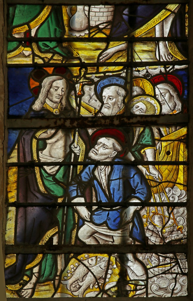 Fenster, das den wunderbaren Fischfang darstellt, 1470-1500 von French School