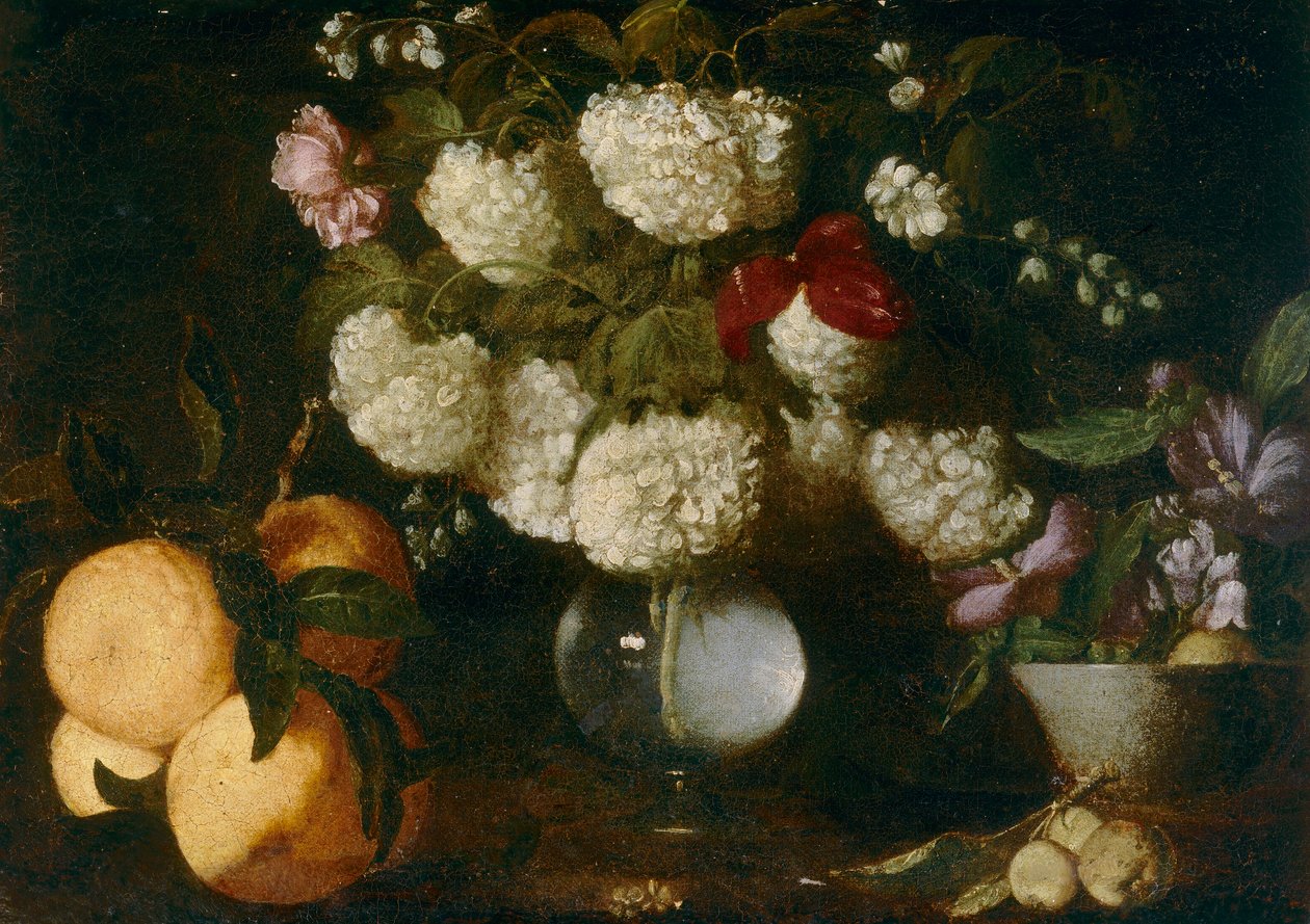 Schneebälle, Rosen, Nelken, Obst von Italian School