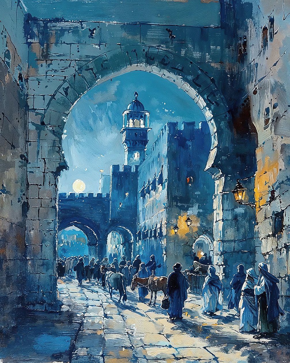 Ein arabisches Stadttor und ein mittelalterlicher Markt, Damaskus von F. Abderrahim