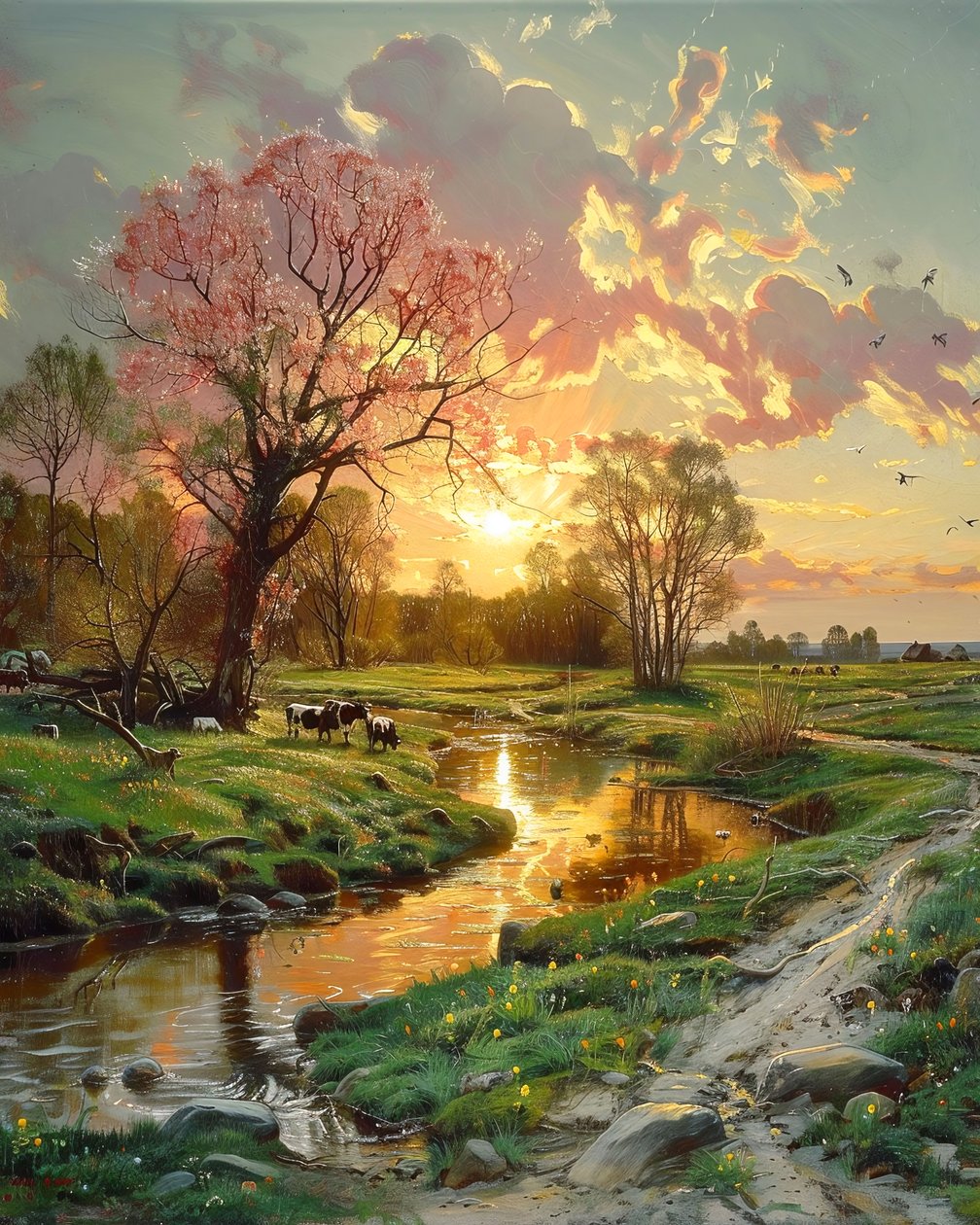 Schöne Landschaft bei Sonnenuntergang von F. Abderrahim