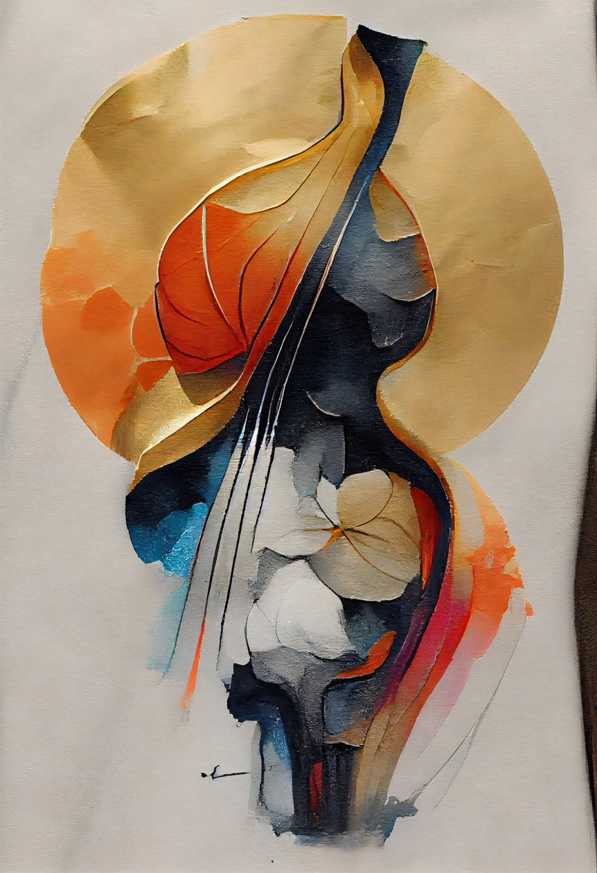 Abstrakte Violine Leinwandbilder, gerahmte Wanddekoration von F. Abderrahim