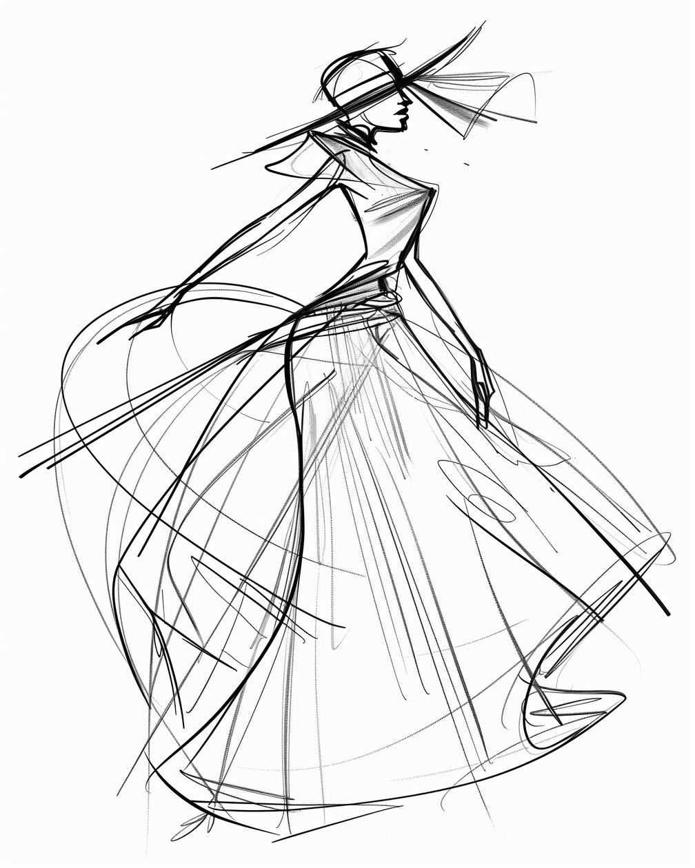 Minimalistische einzeilige Skizze von AAPI Fashion Design, Wandkunst | Druck auf Anfrage von F. Abderrahim