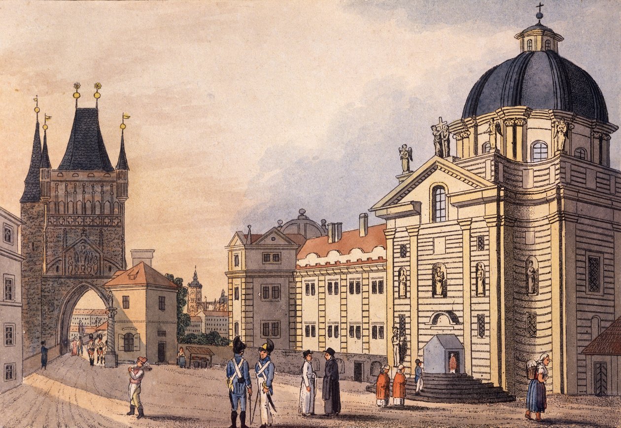 Krizovnicke namesti (Platz der Kreuzritter), Prag, ca. 1810 von A. & Berka, Johann Gustav