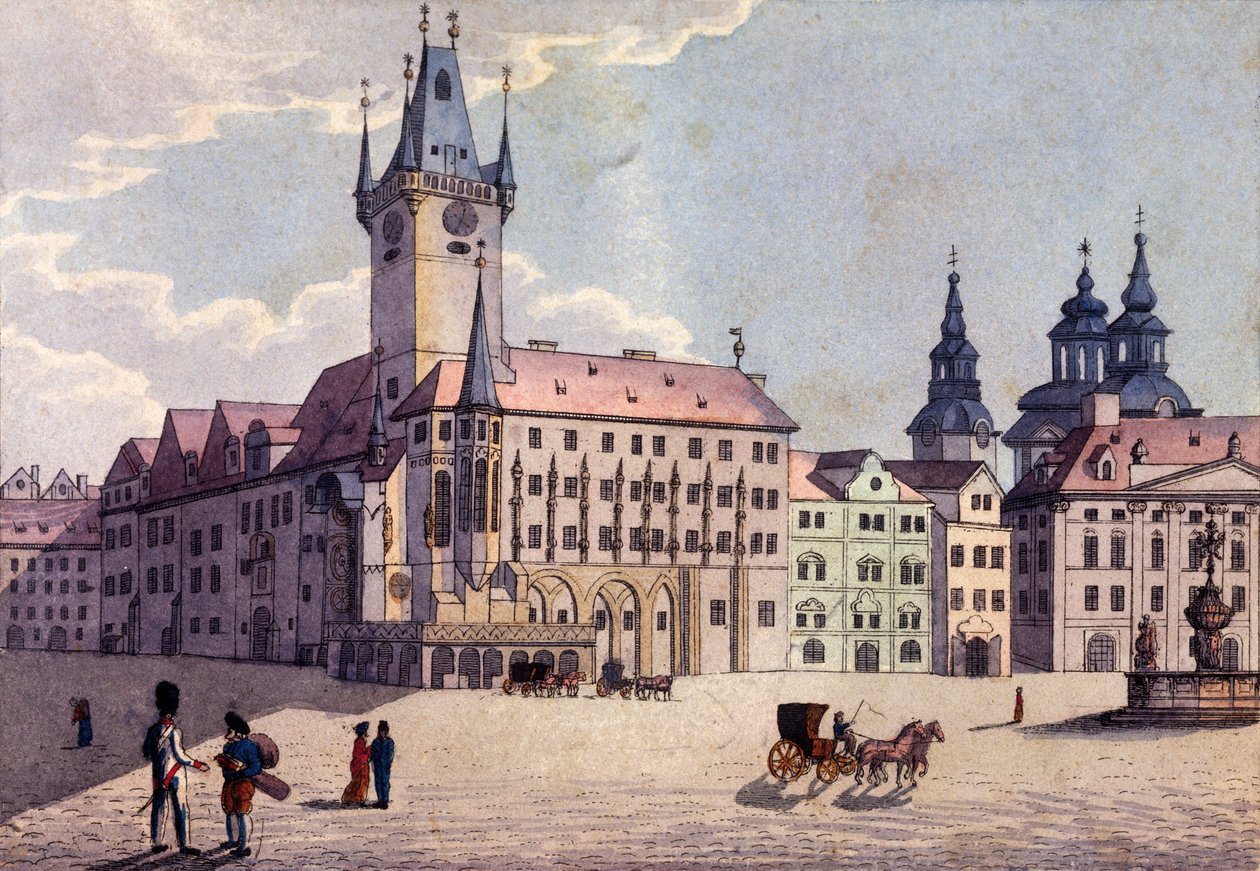 Altstädter Ring von der Celetná-Straße, Prag, ca. 1810 von A. and Berka, Johann Gustav