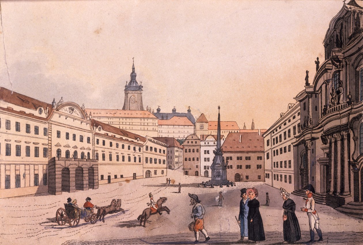 Oberer Malostranské (Kleinseitner) Platz, Prag, ca. 1810 von A. and Berka, Johann Gustav