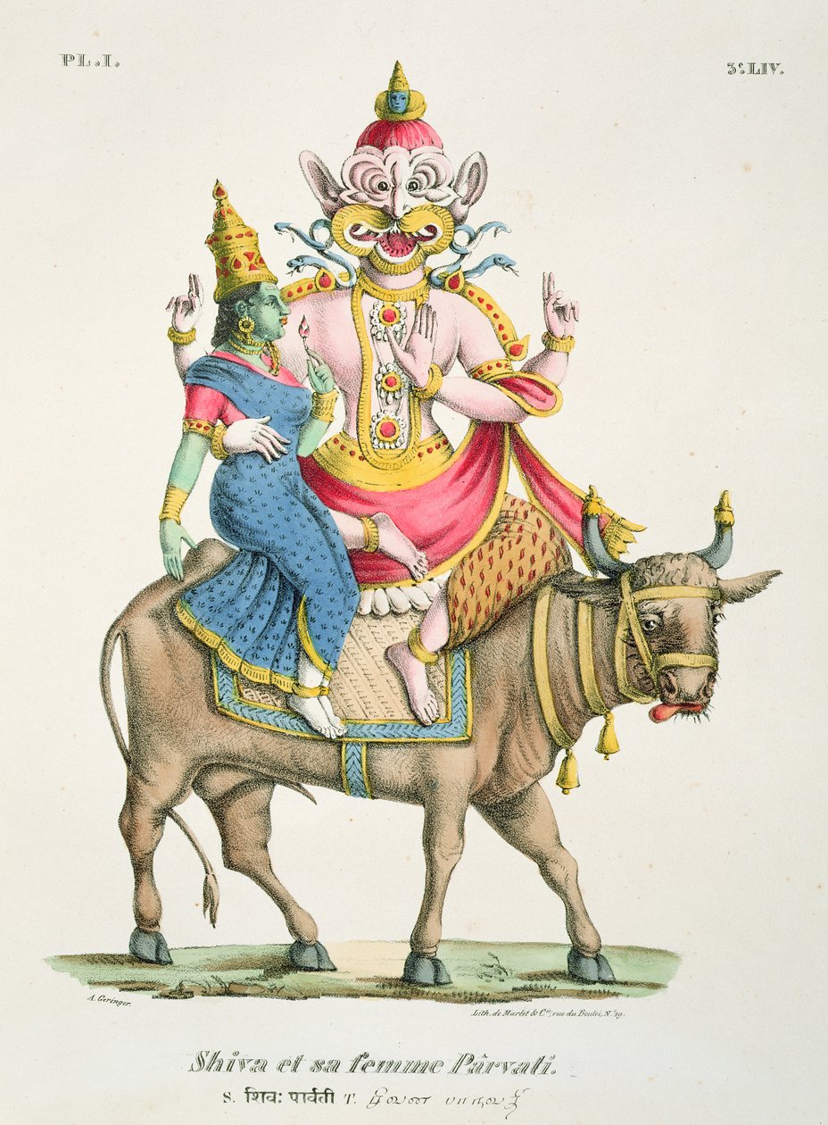 Shiva und Parvati, graviert von de Marlet von A. Geringer