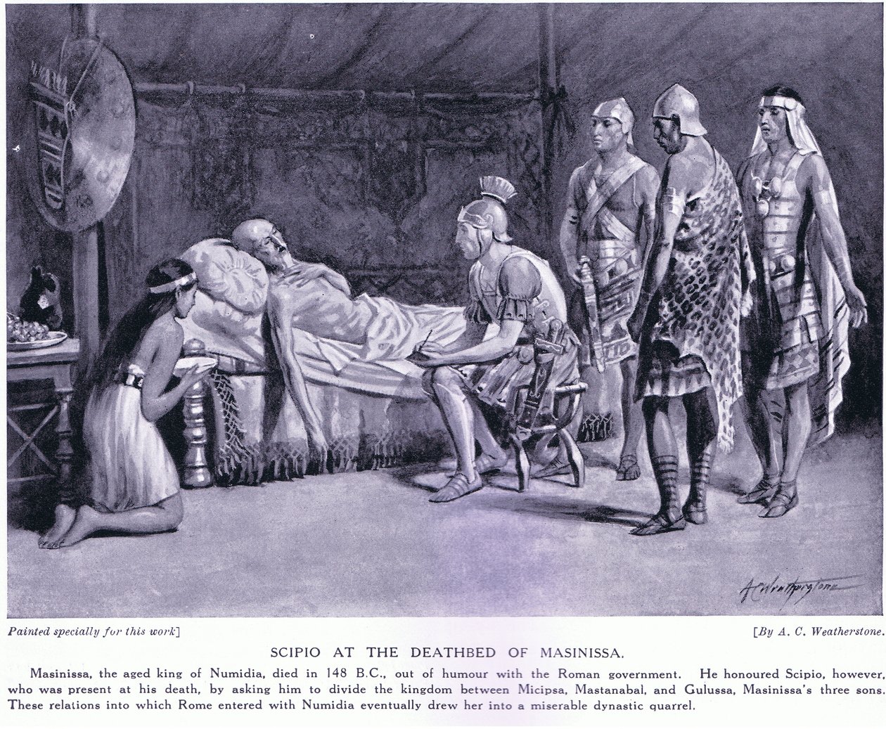 Scipio am Sterbebett von Masinissa von A.C. Weatherstone