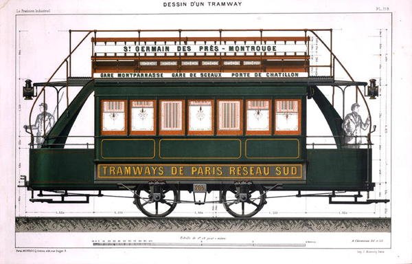 Entwurf für eine Straßenbahn von A. Cheneveau