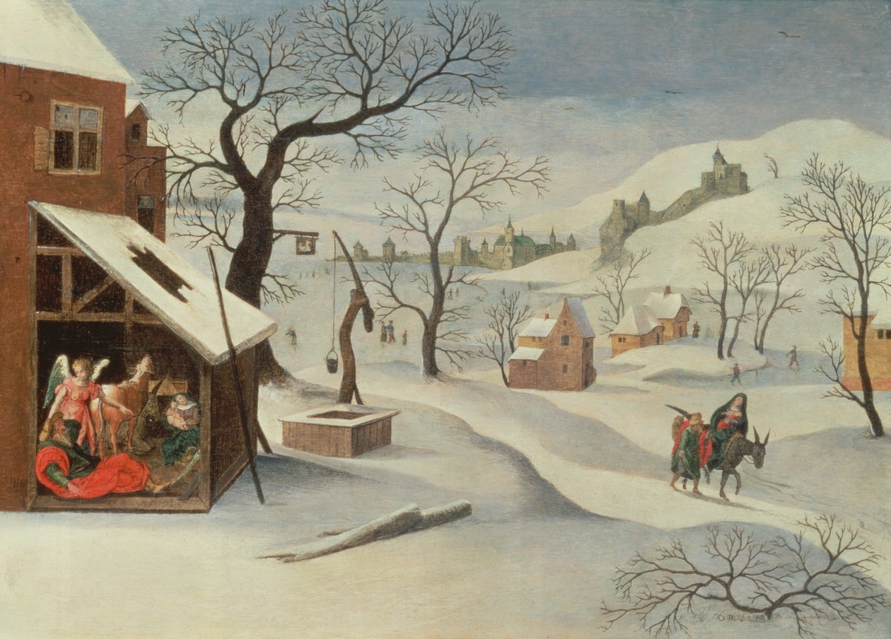 Flucht nach Ägypten in einer Winterlandschaft von Abel Grimmer or Grimer