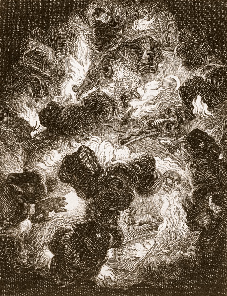 Das Chaos, graviert von Bernard Picart, 1731 von Abraham van Diepenbeeck