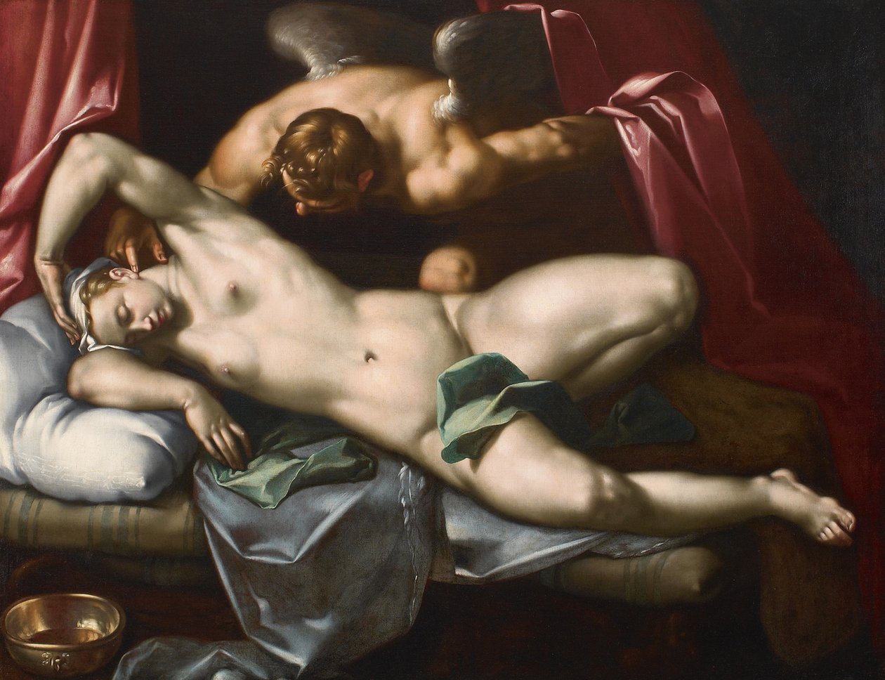 Cupid besucht Psyche bei Nacht von Abraham Bloemaert