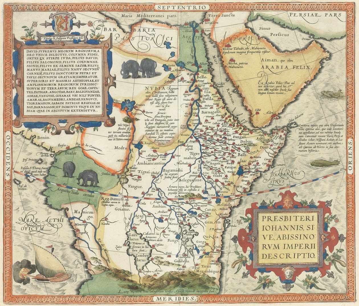 Karte von Afrika und der Arabischen Halbinsel von Abraham Ortelius