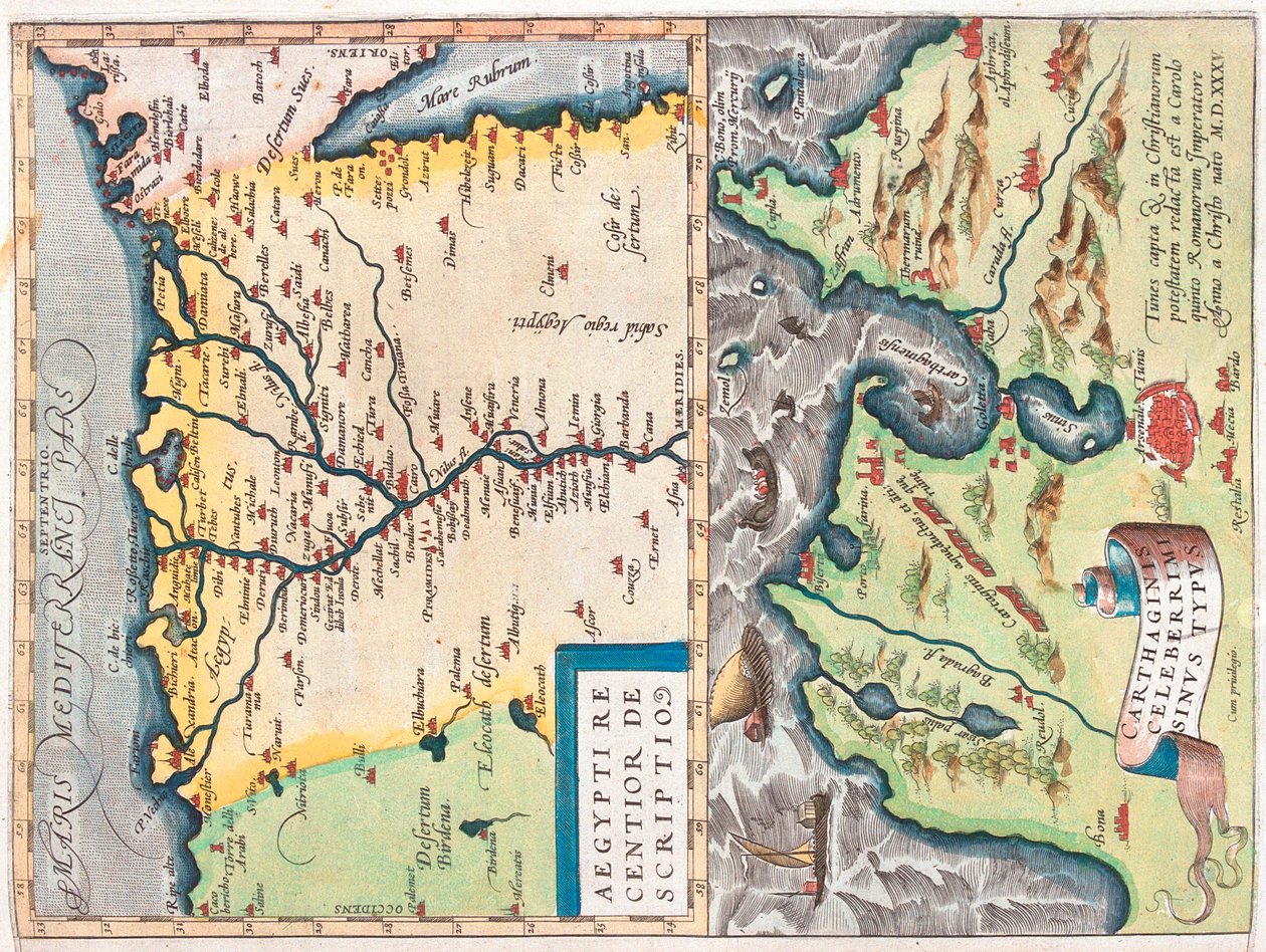 Nordostägypten, Tunis, Ägypten, Tunesien von Abraham Ortelius