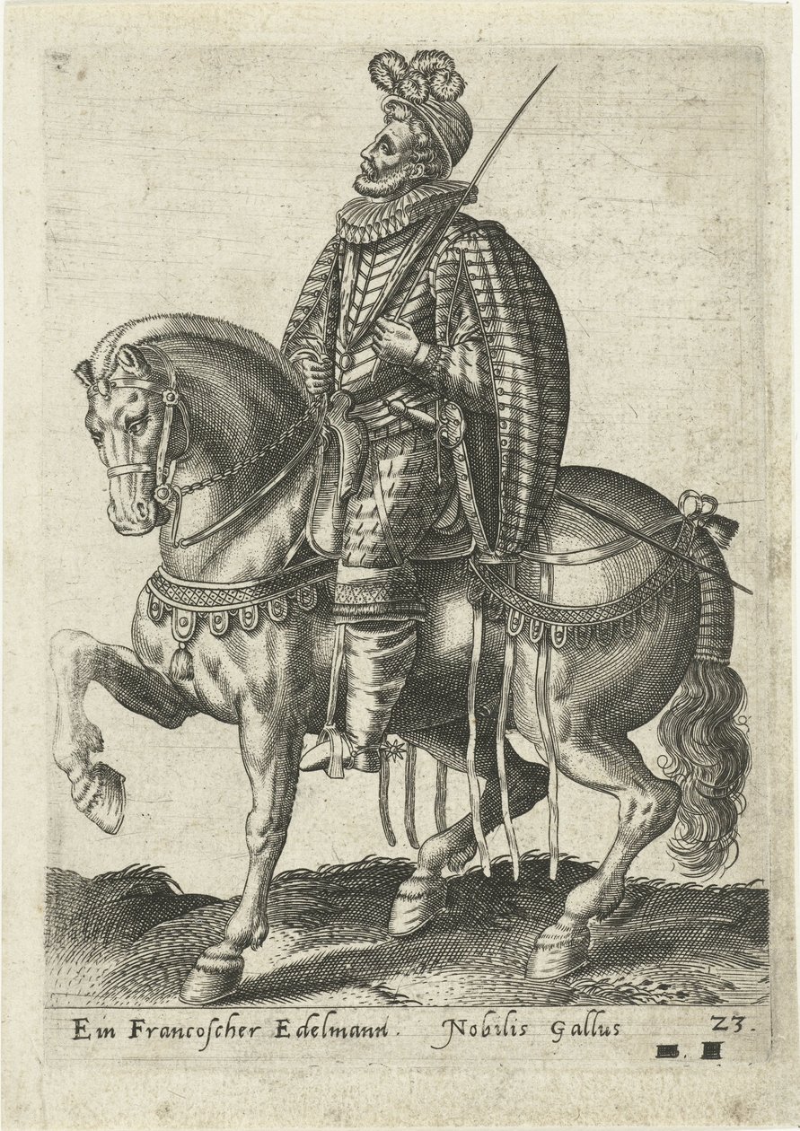 Französischer Edelmann zu Pferd von Abraham de Bruyn (attributed to)