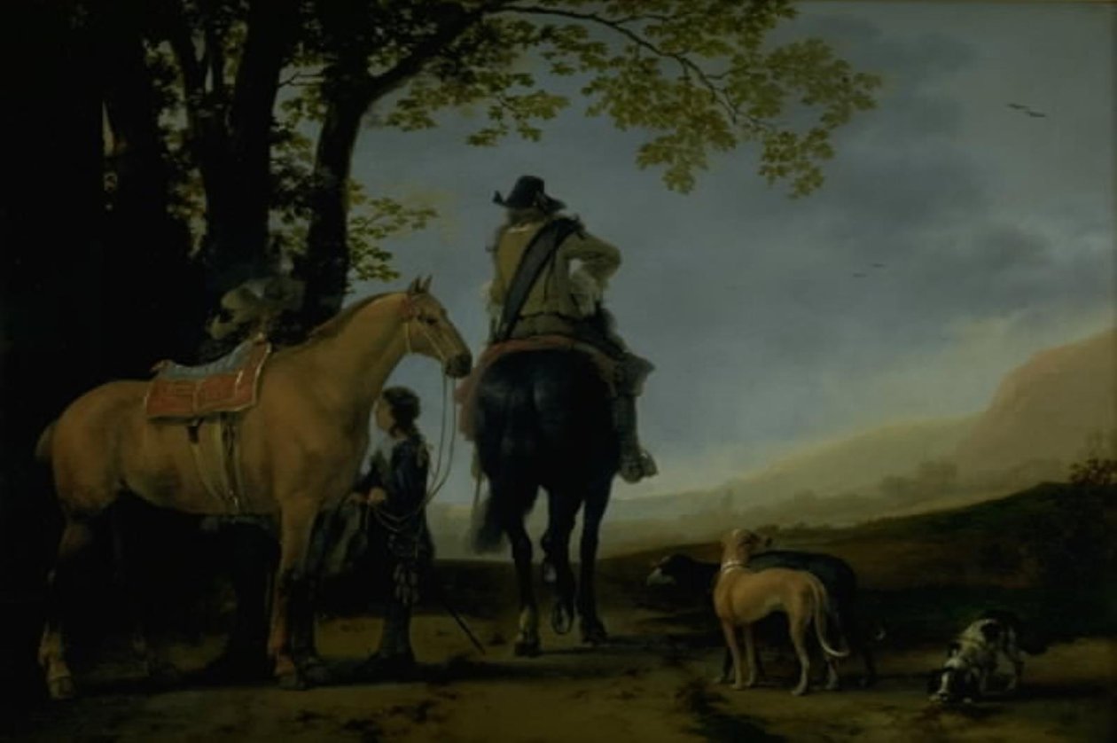 Zwei Reiter in einer Landschaft von Abraham van Calraet