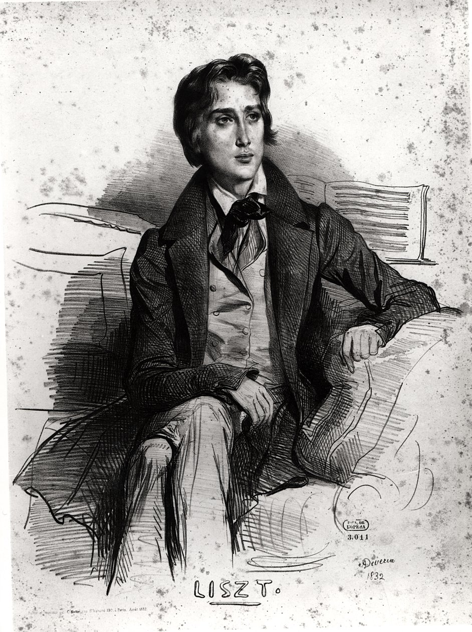Porträt von Franz Liszt (1811-86) August 1832 von Achille Devéria