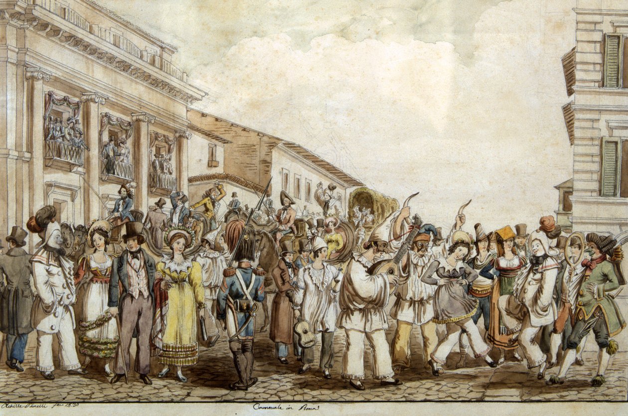 Karneval in Rom, 1830 von Achille Pinelli