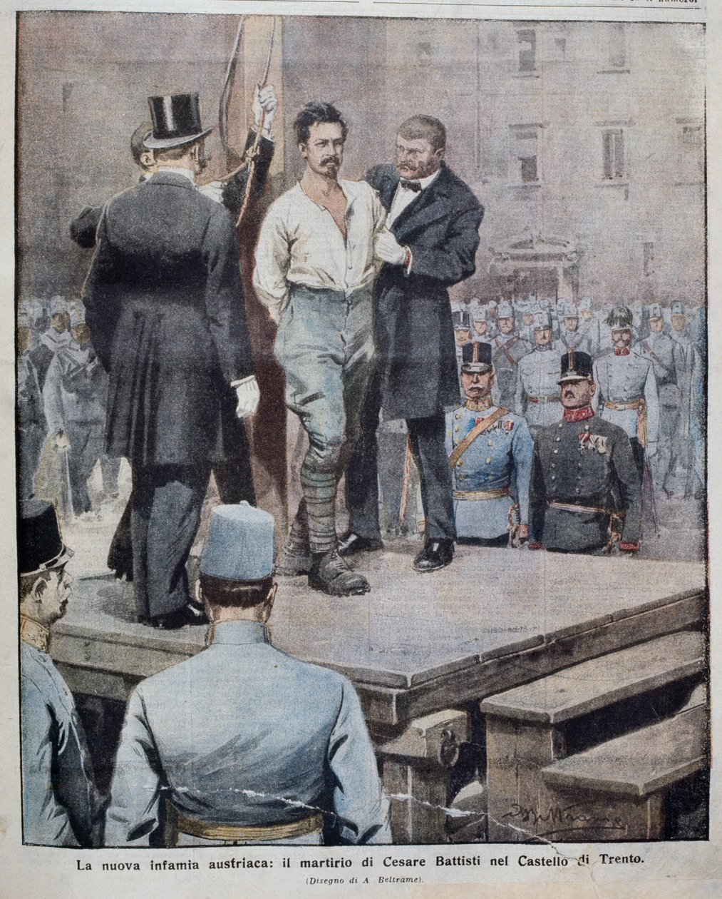 Märtyrertod von Cesare Battisti (1875-1916) am 12. Juli von Achille Beltrame