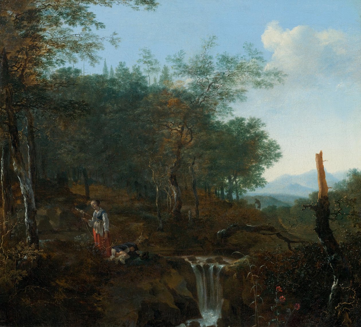 Waldlandschaft mit Wasserfall von Adam Pynacker