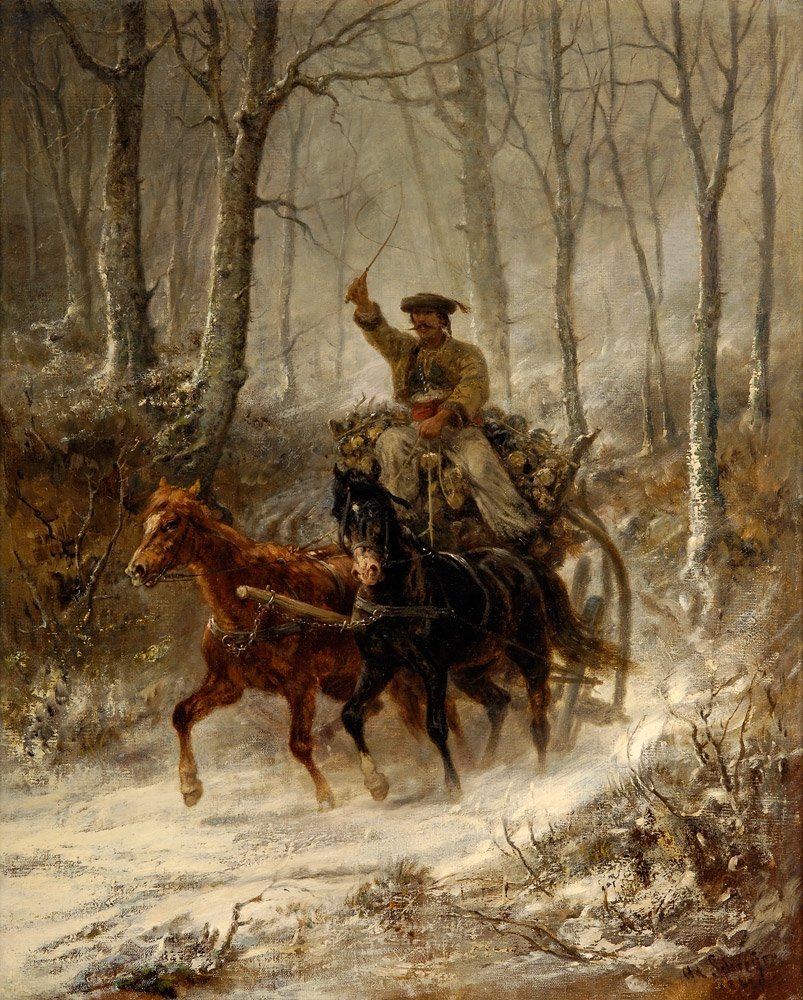 Wallach-Gespann im Winter von Adolf Schreyer