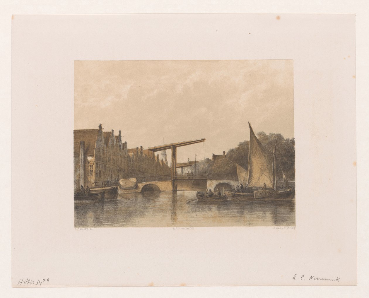 Ansicht des Zwanenburgwal von Adolf Carel Nunnink