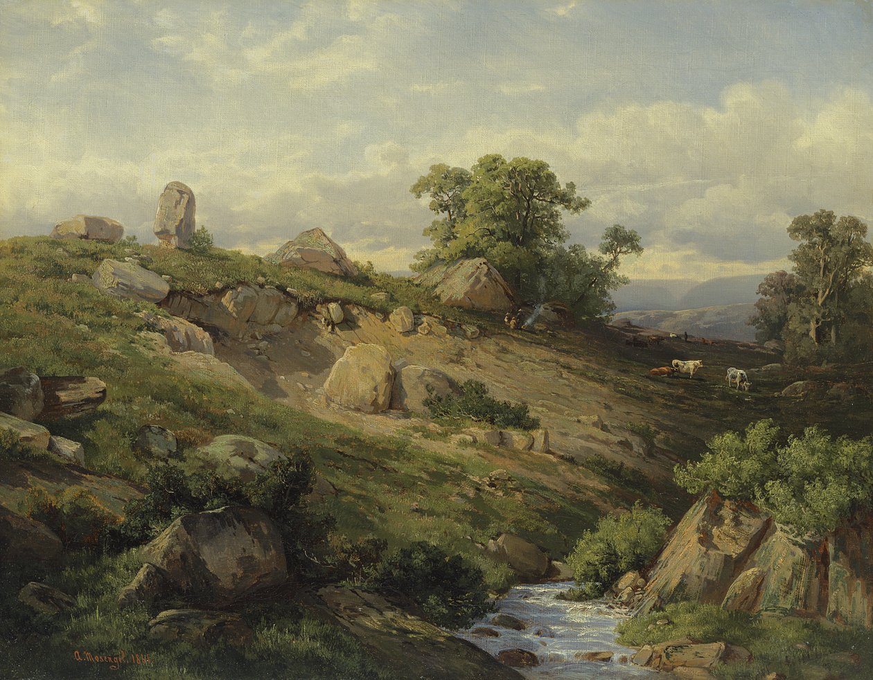 Talhang mit Felssturz, 1861 von Adolf Mosengel