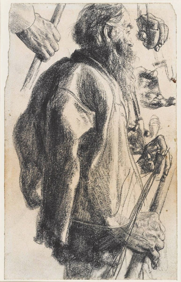 Alter Mann mit Vollbart von Adolph Menzel